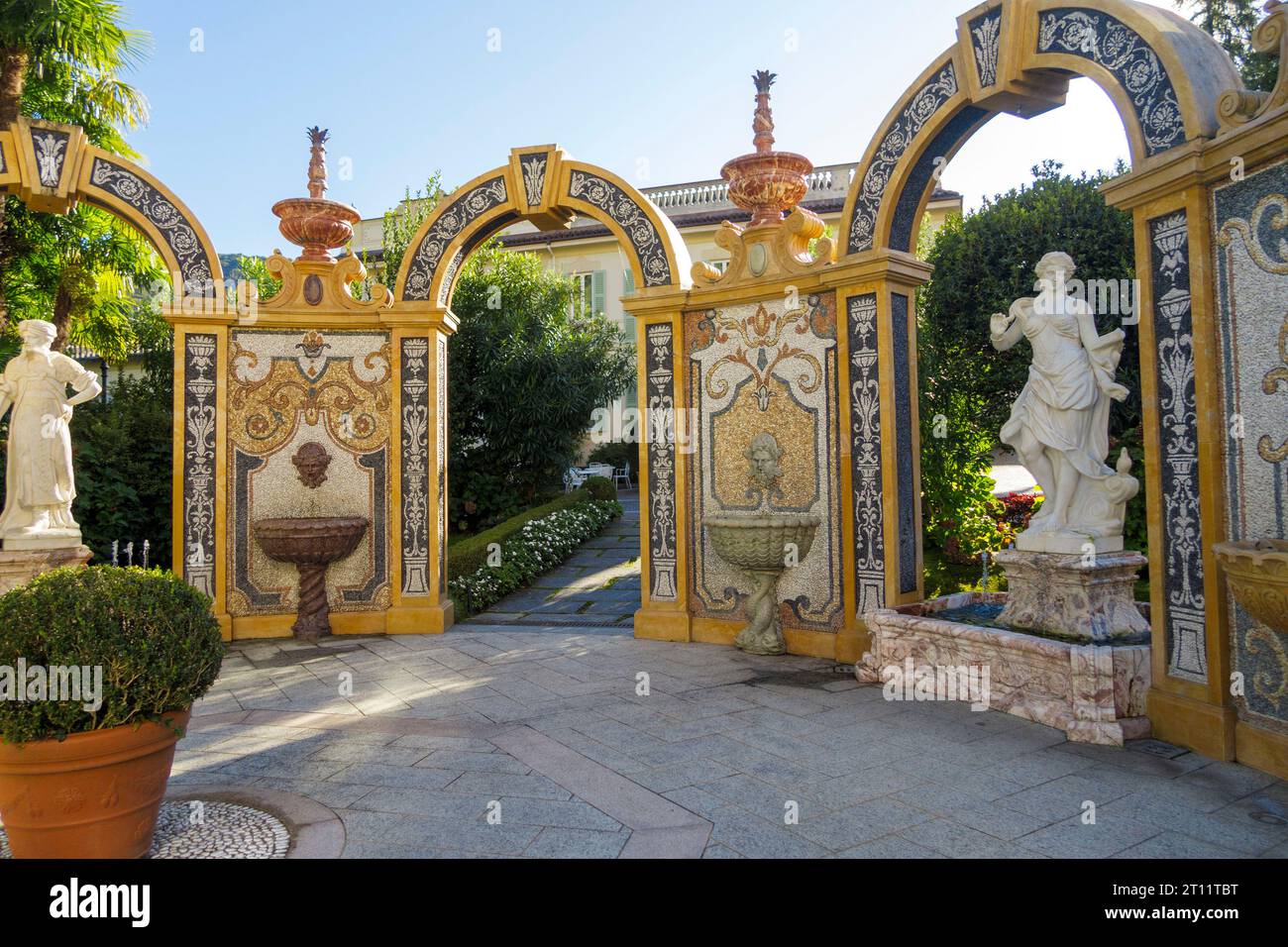 Garden of the Grand Hotel des Iles Borromees in Stresa, Italy, Europe Stock Photo