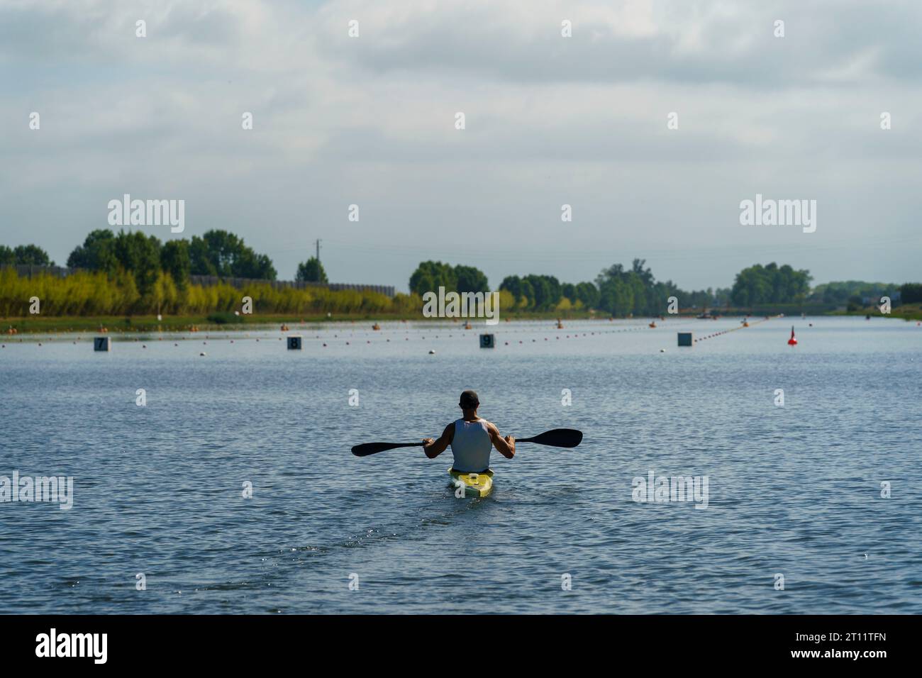 Canoeist during a training session Stock Photo