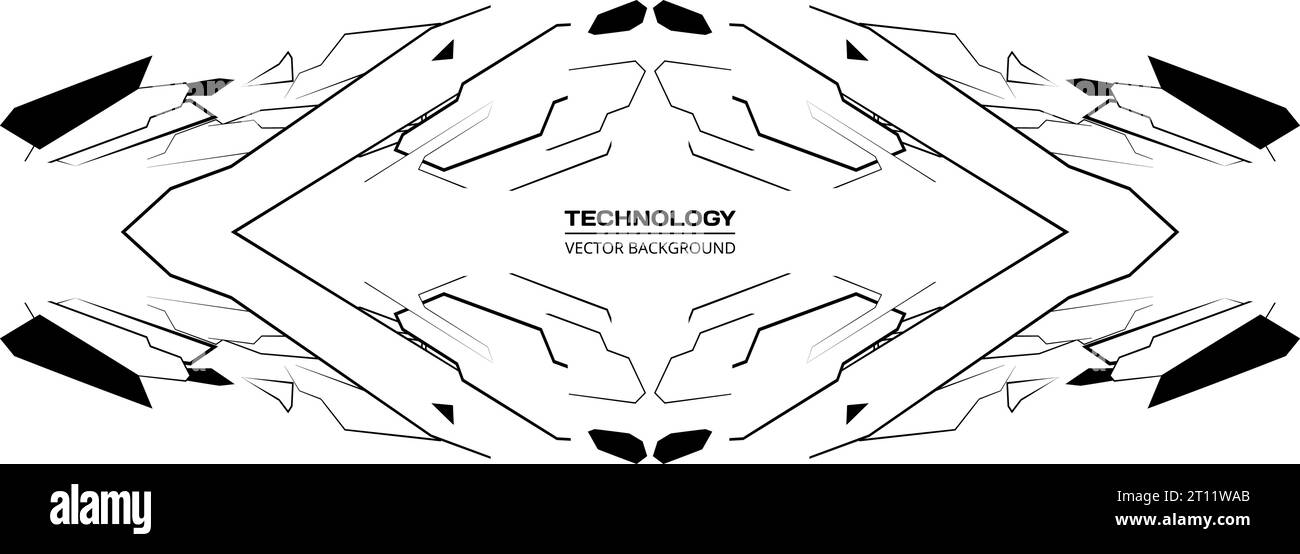 Vector futuristic HUD in Cyberpunk banner concept. White and blue control interface screen. Sci-fi, technology futuristic dashboard. Wide cyber Stock Vector