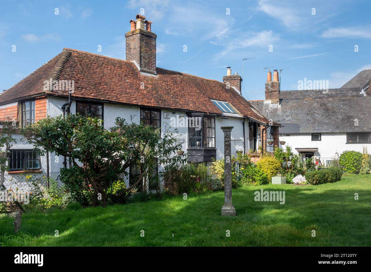 Pretty charming old cottages near the church in Petersfield, Hampshire, England, UK Stock Photo
