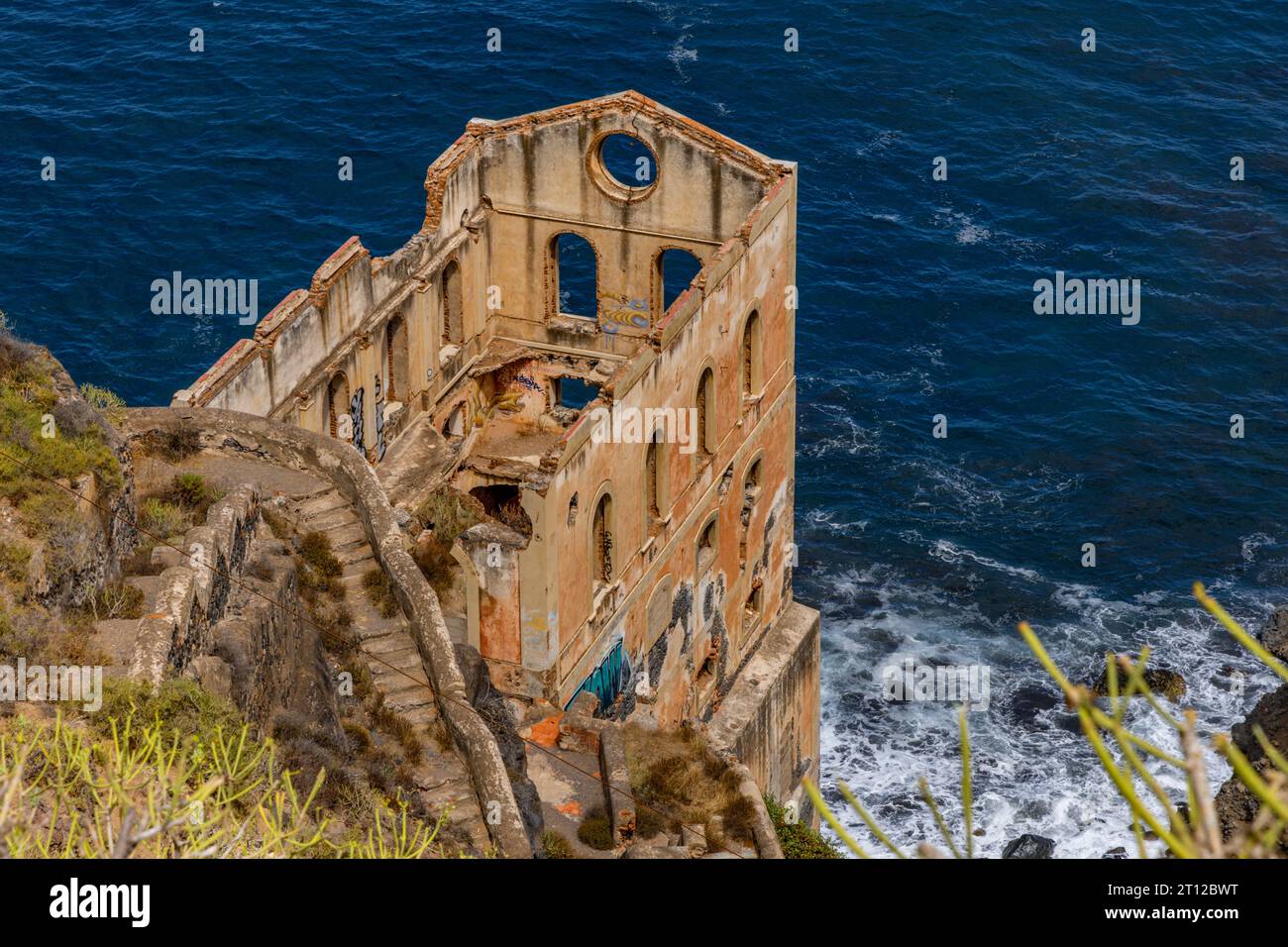 Elevador de Aguas de Gordejuela Spain industrial ruin near Los Realejos, Tenerife Stock Photo
