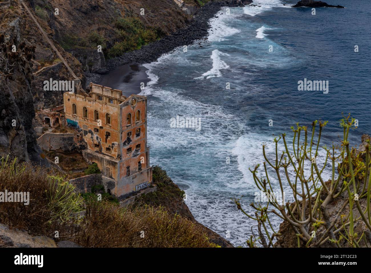 Elevador de Aguas de Gordejuela Spain industrial ruin near Los Realejos, Tenerife Stock Photo