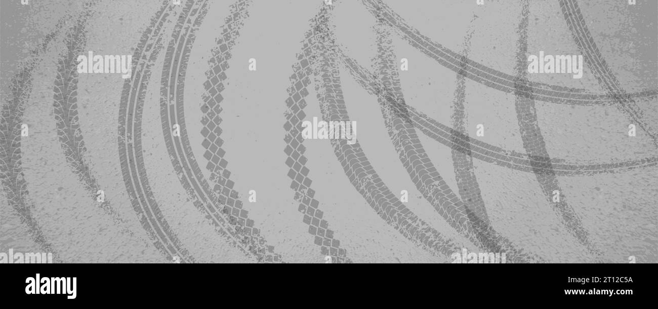 Asphalt with tire skid marks when turning. Grunge abstract vector background Stock Vector