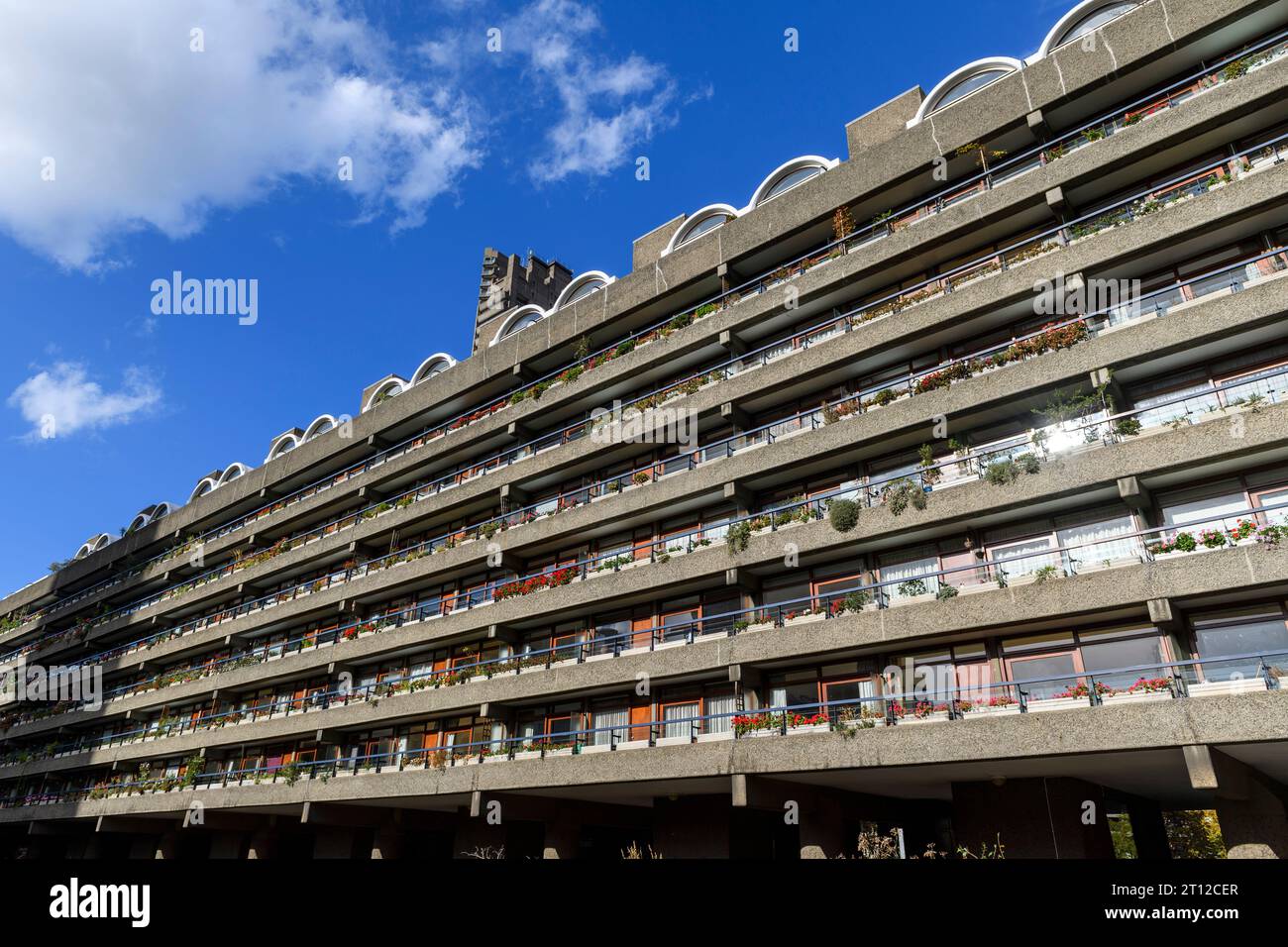 Thomas More House is an apartment block in the Barbican Estate, designed by Chamberlin, Powell, and Bon, and is a prominent example of British brutali Stock Photo