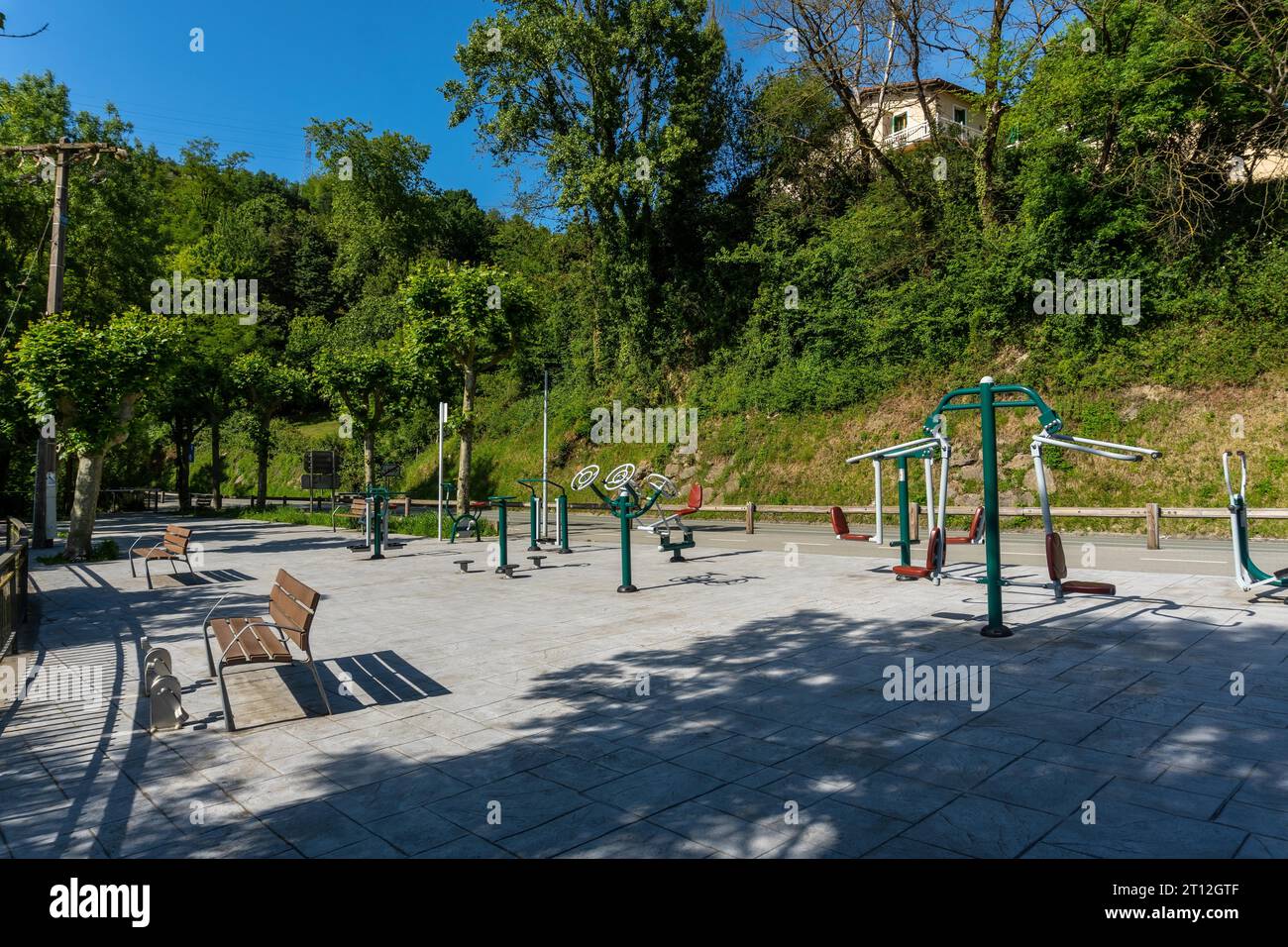 Park to exercise in the municipality of Lezo, the small coastal town in the province of Gipuzkoa, Basque Country. Spain Stock Photo