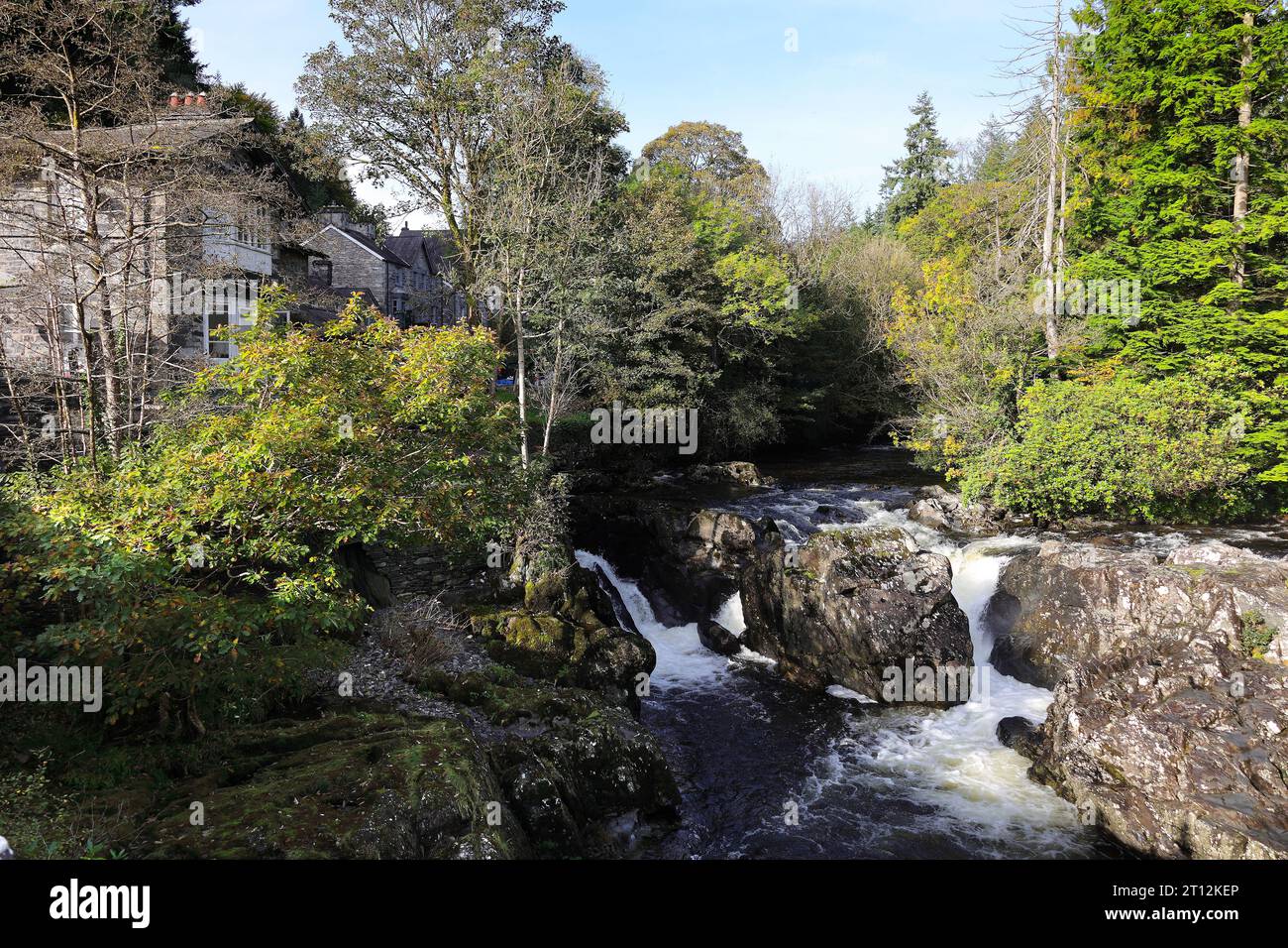 Landscape images along Afon River Llugwy near Betws-Y-Coed in the Snowdonia National Park in Wales, UK Stock Photo
