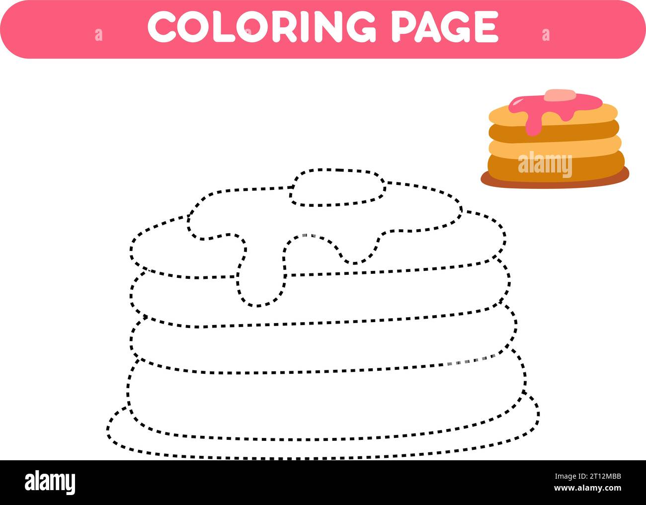 Coloring page. Trace and color cake. Worksheets for kids Stock Vector ...