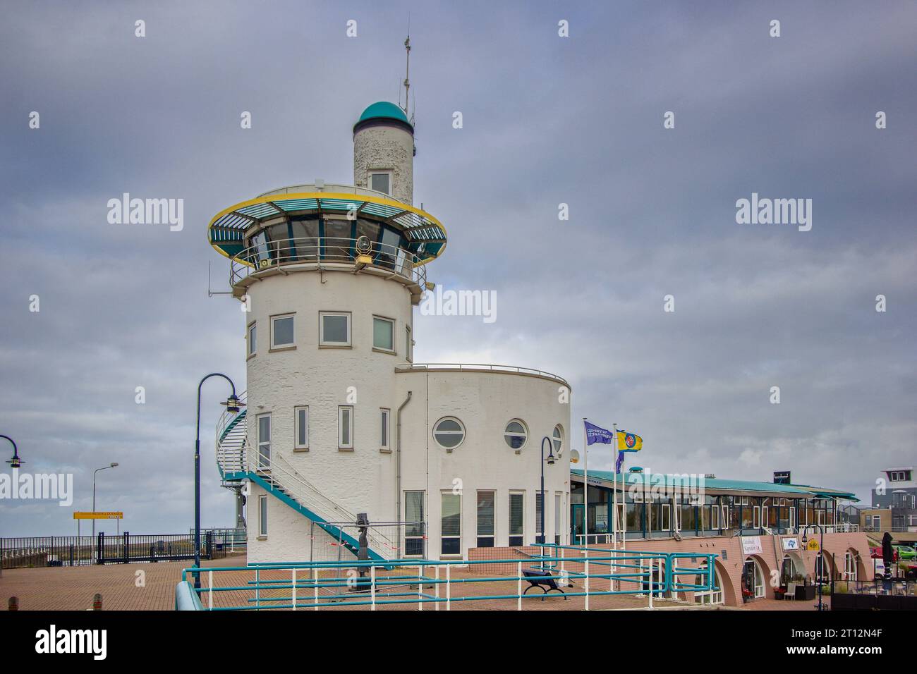 The control tower of harbor office in the historic old town of Harlingen, Friesland, Netherlands Stock Photo