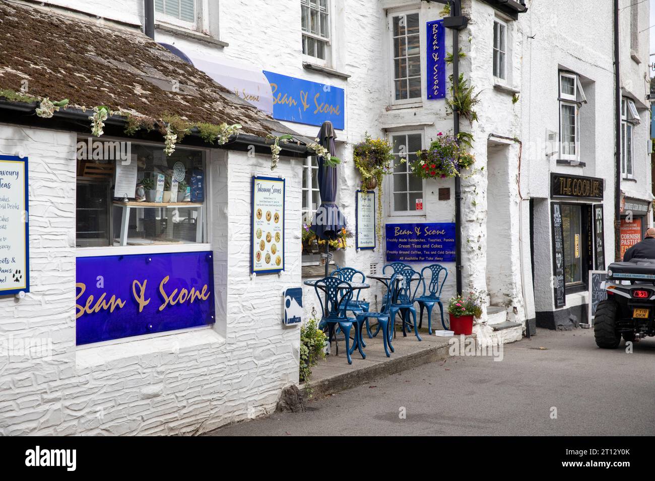 Sept 2023 Polperro village and local cafe the Bean and Scone offering