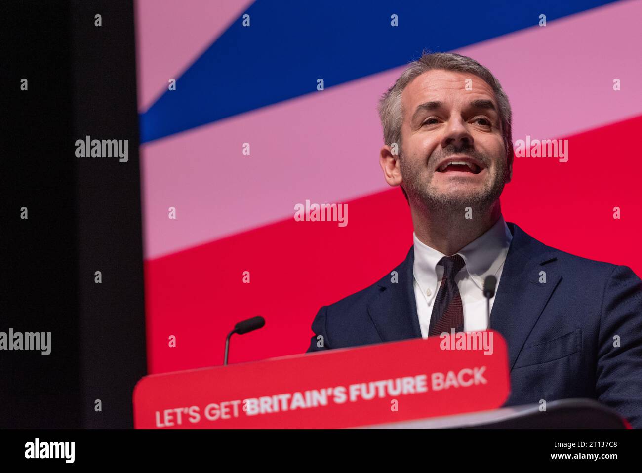 Oliver James Coppard , British Labour Co-op politician, serving as the Mayor of South Yorkshire, Labour Conference 2023. Picture: garyroberts/worldwidefeatures.com Stock Photo