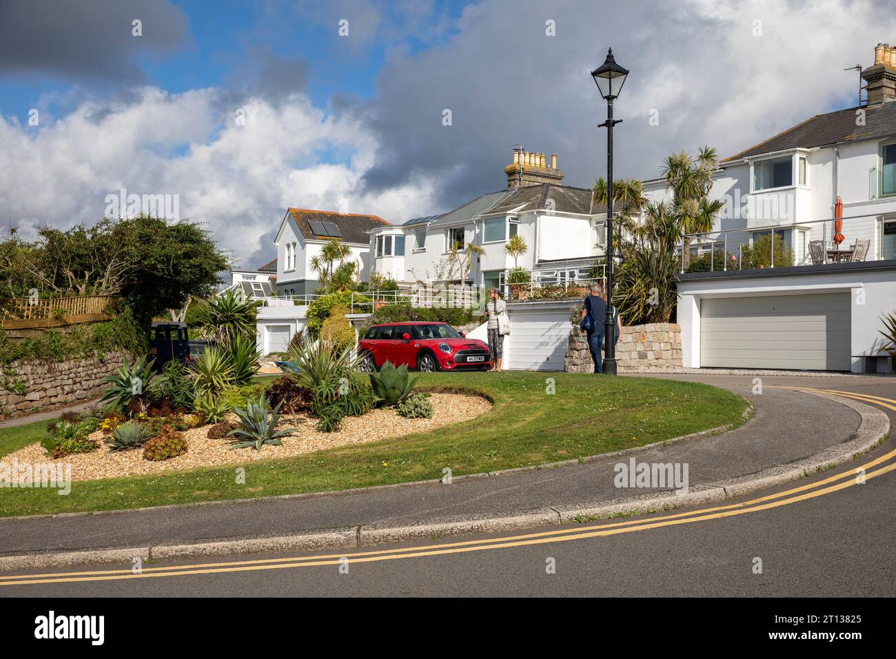 Falmouth Cornwall, houses and homes overlooking Falmouth Bay with local park garden area, England,UK,2023 Stock Photo