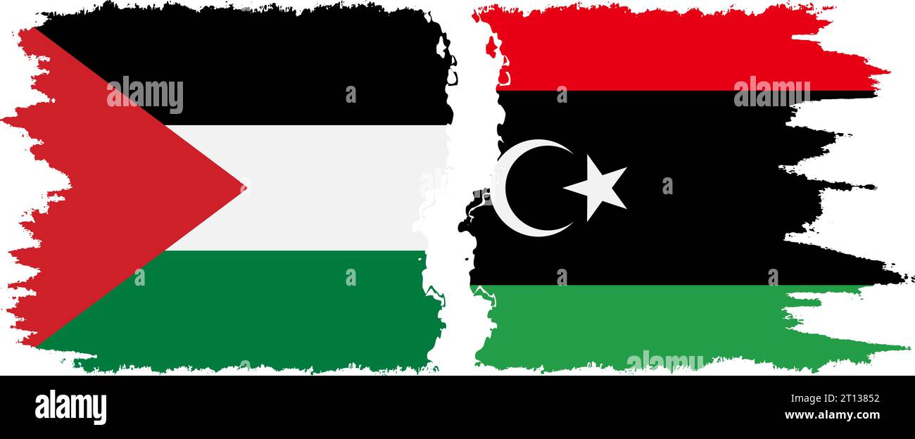 Libya and Palestine grunge flags connection, vector Stock Vector Image ...