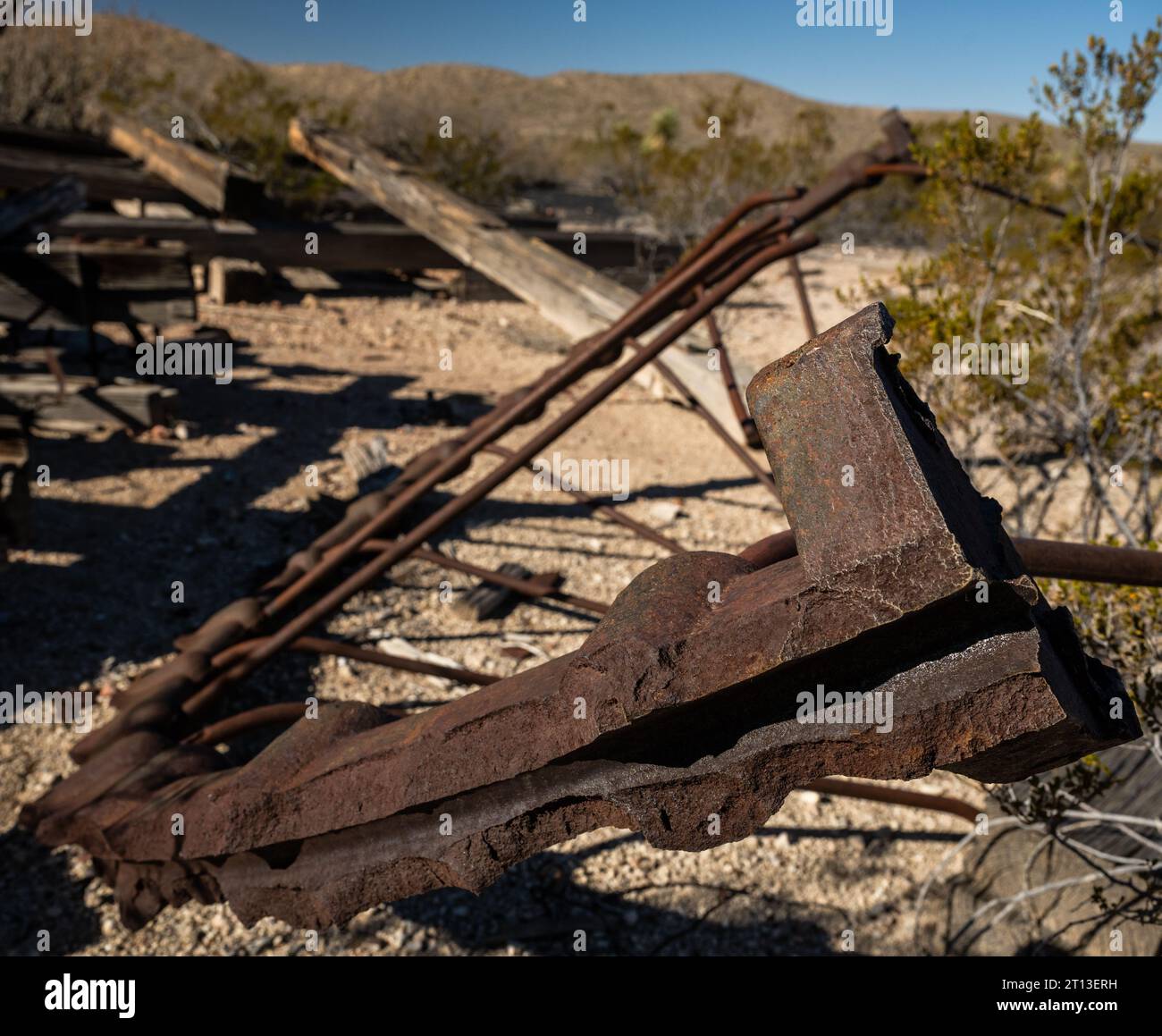 Rusty Remains Of The Turning Wheel At Ore Terminal in Big Bend Stock Photo