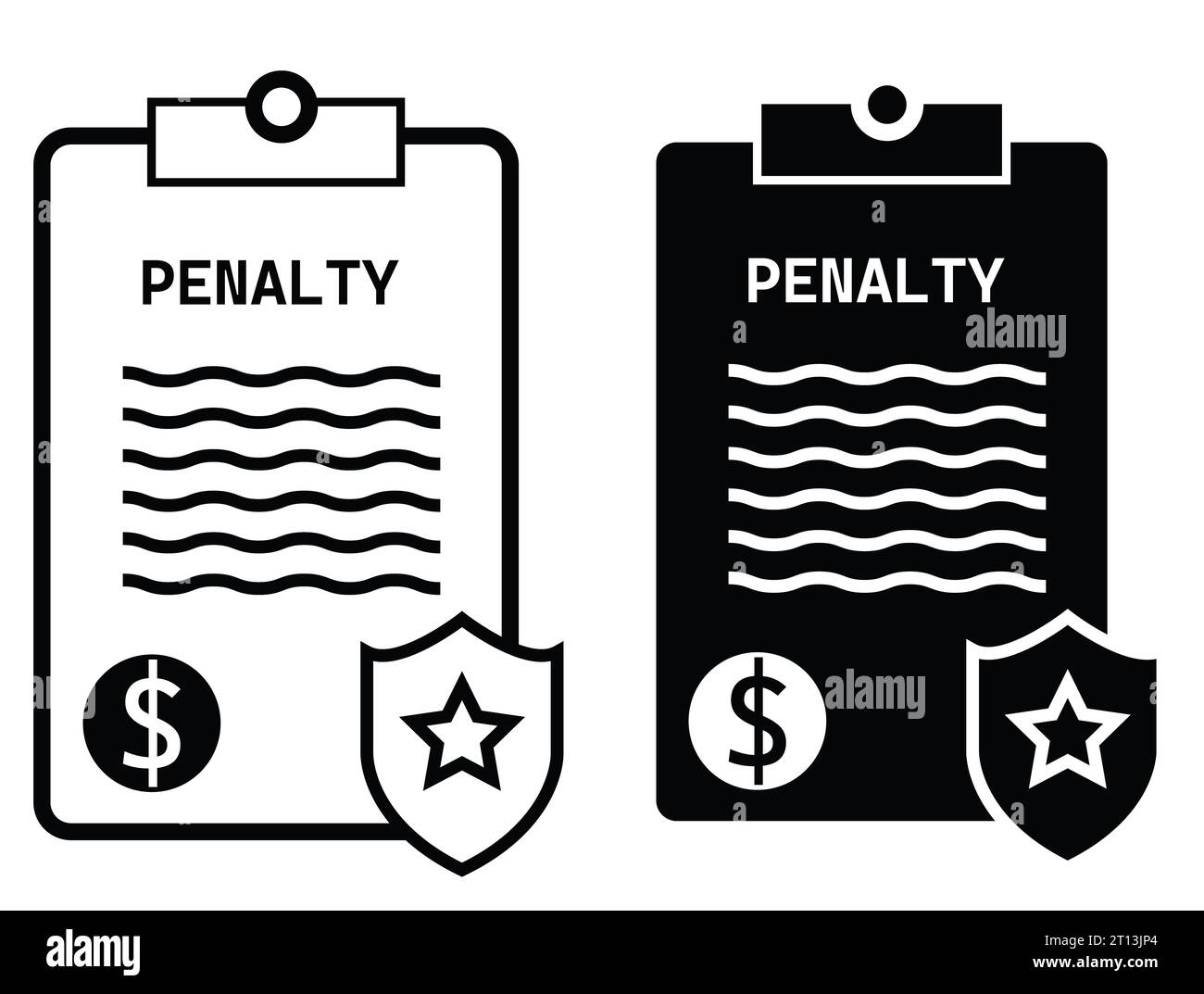 penalty document icon. penalty outline sign. line black penalty symbol