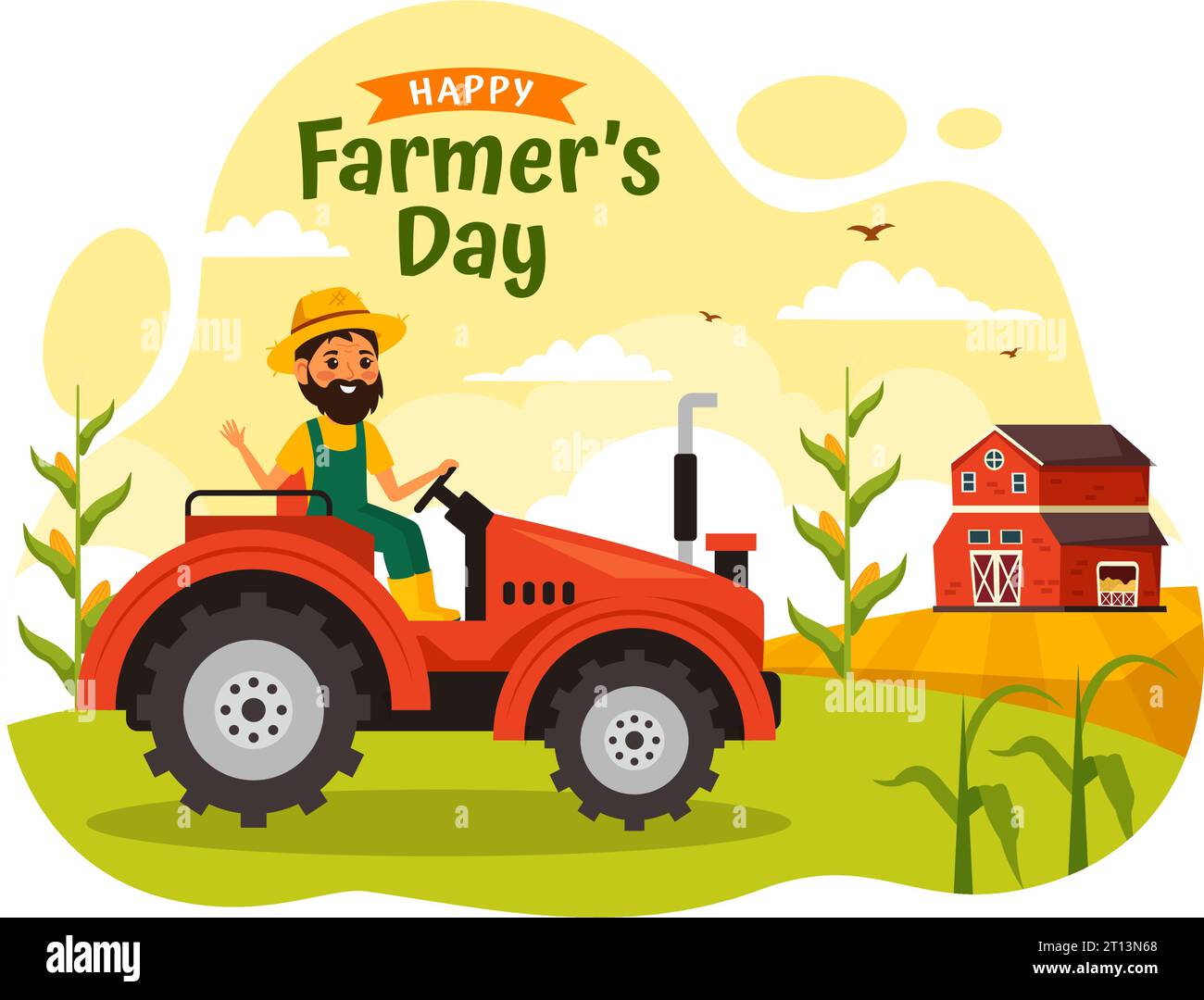 Happy Farmers' Day Vector Illustration on December 23 Rice Fields and