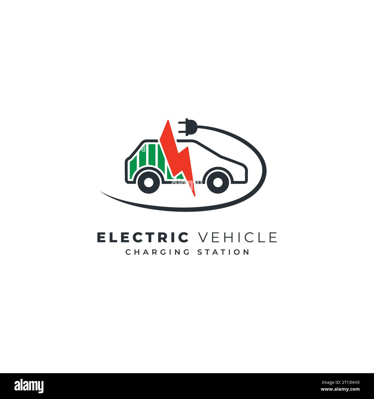 Electric vehicle power charging vector logo design, Electric car charging station Logo Stock Vector