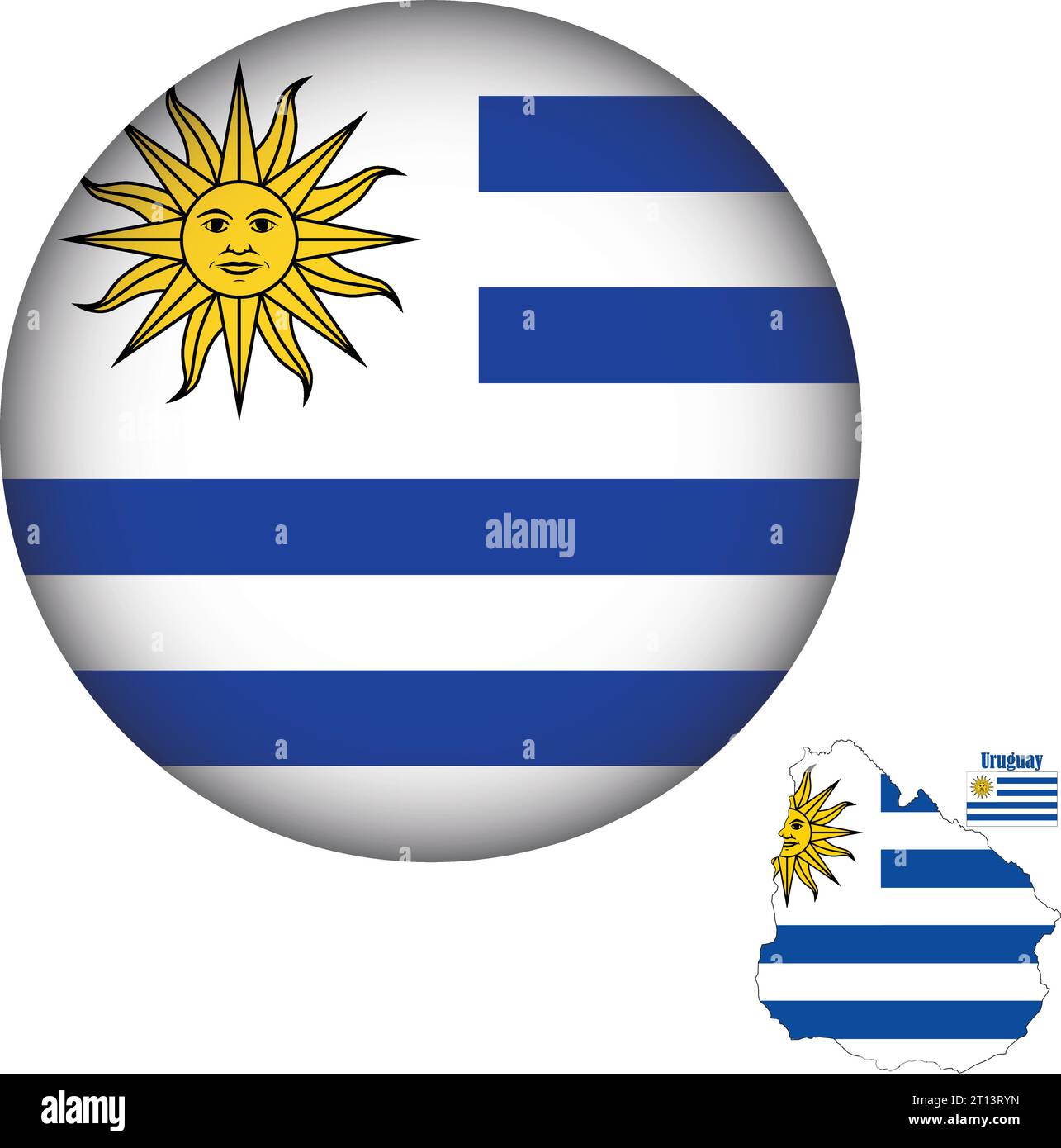 Uruguay Flag Round Shape Stock Vector