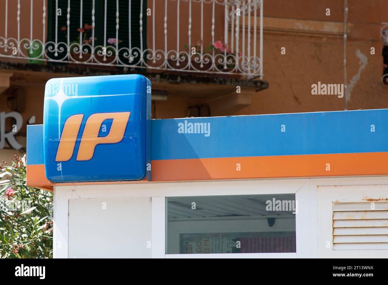 Turin , italy 10 09 2023 IP logo brand and sign text gas station banner sells petrol and