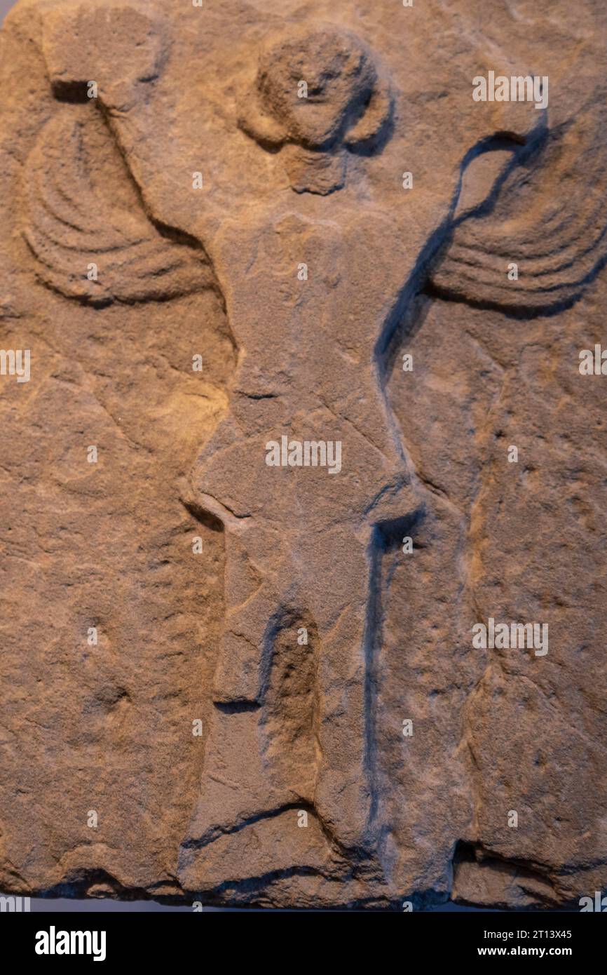 angel, Romanesque sculpture, 12th century, master Esteban's workshop, origin of the Pamplona cathedral, Museum of Navarra, Pamplona, Navarra,Spain Stock Photo