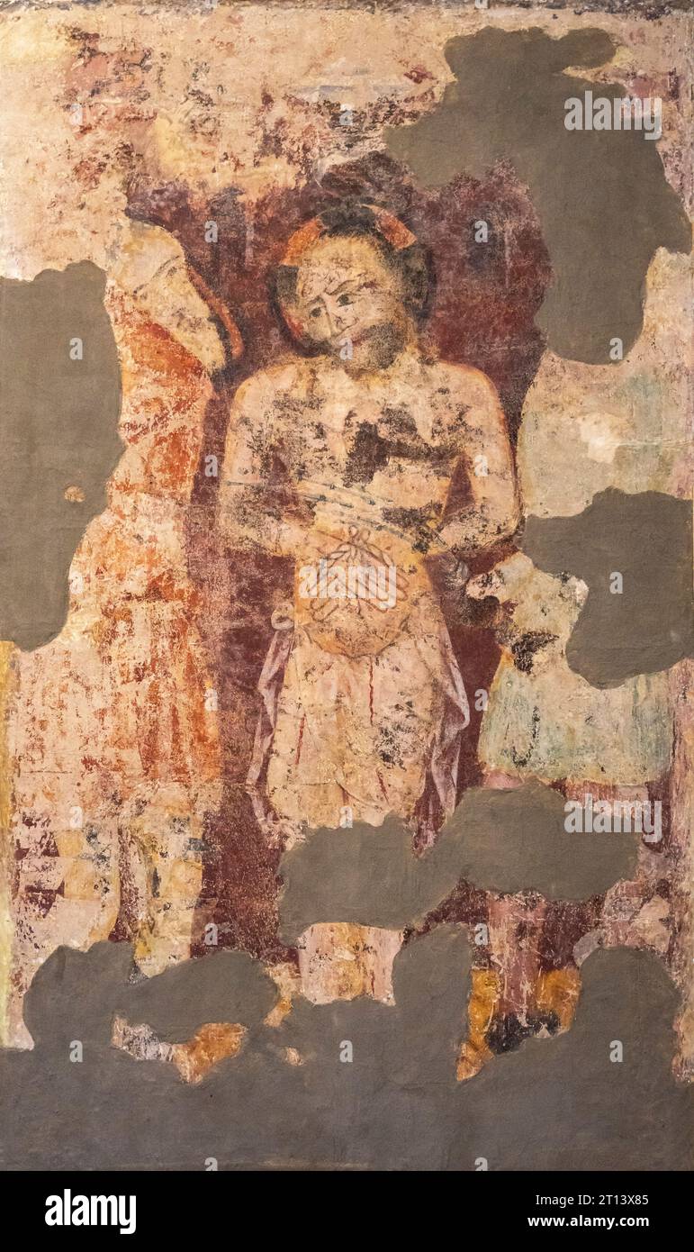 the flagellation, gothic mural painting, 14th century, master of