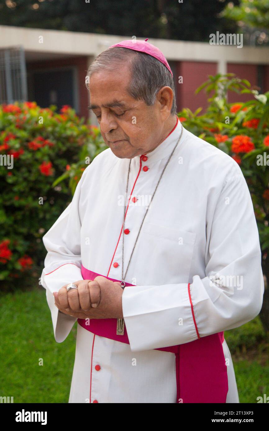 Bishop Theotonius Gomes, born on April 9, 1939, His Installation as Auxiliary Bishop of Dhaka was on 28 May, 1996. He was Bishop of Dinajpur Diocese. Stock Photo