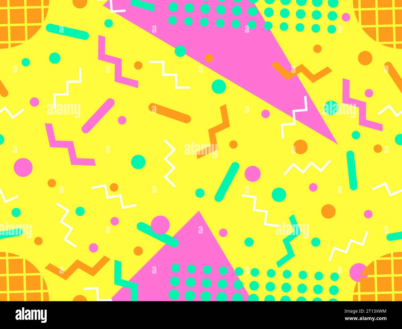 Geometric seamless pattern with memphis elements in 80s style. Colorful geometric pattern. Design of promotional products, wrapping paper and printing Stock Vector