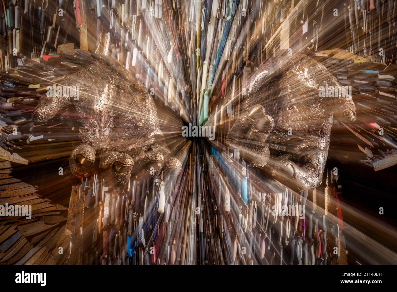 The Knife Angel - Contemporary sculpture formed of 100,000 knives created by artist Alfie Bradley Stock Photo