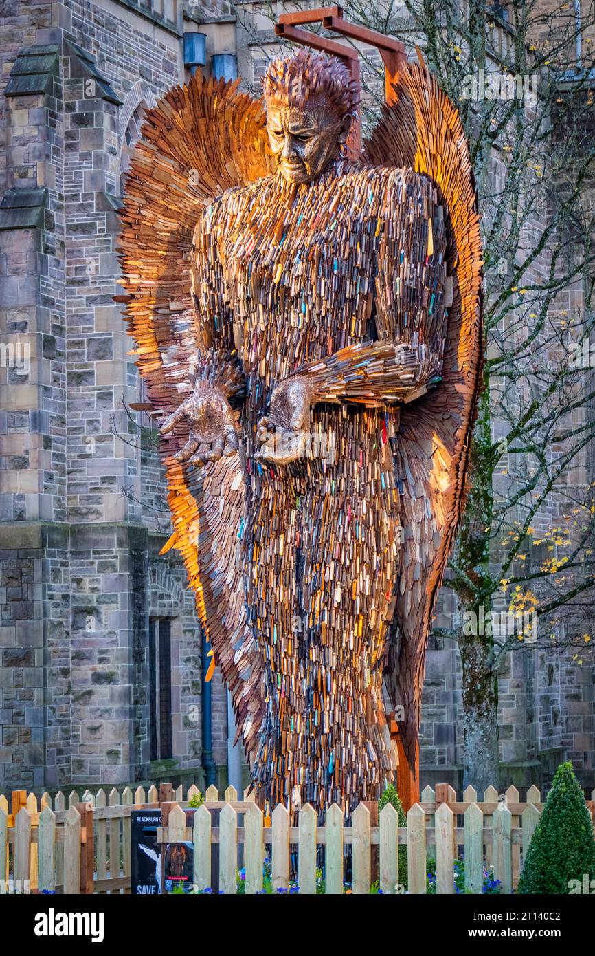 The Knife Angel - Contemporary sculpture formed of 100,000 knives created by artist Alfie Bradley Stock Photo