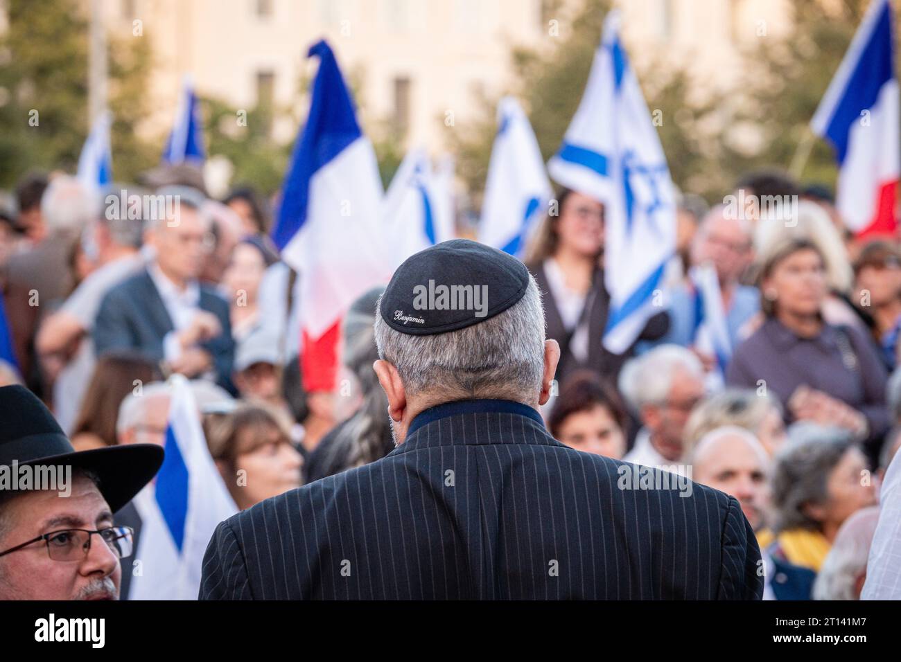 France, Lyon, 2023-10-10. Rally for Israel in Place Bellecour. Stock Photo