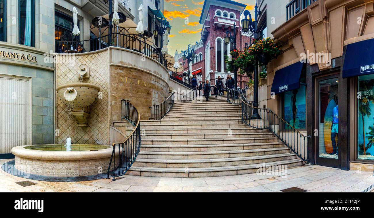 Los Angeles, USA; January 15, 2023 Staircase of the Rodeo Drive, near