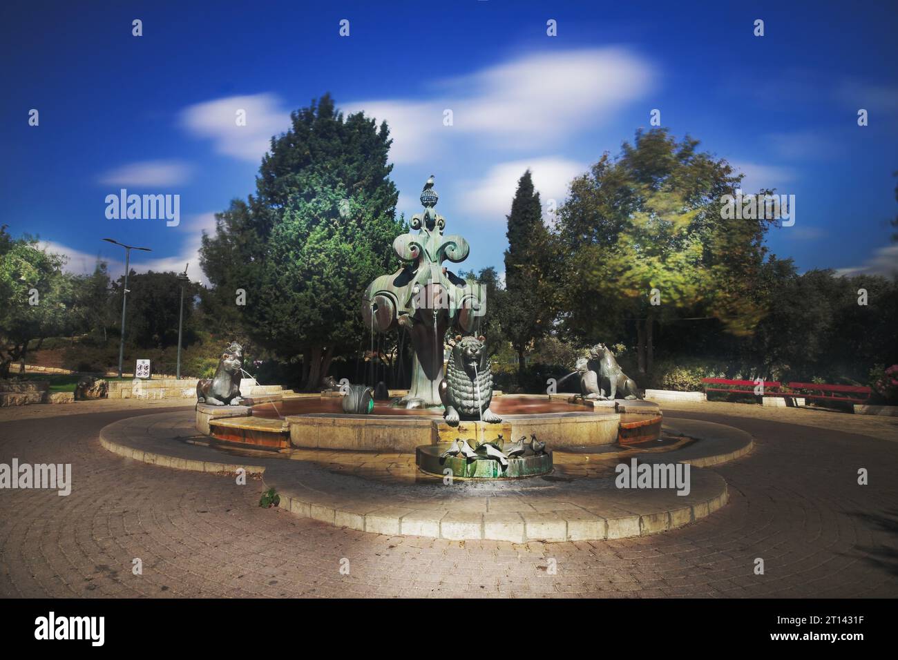 King Fahd's fountain in Jeddah jets water in the air with night