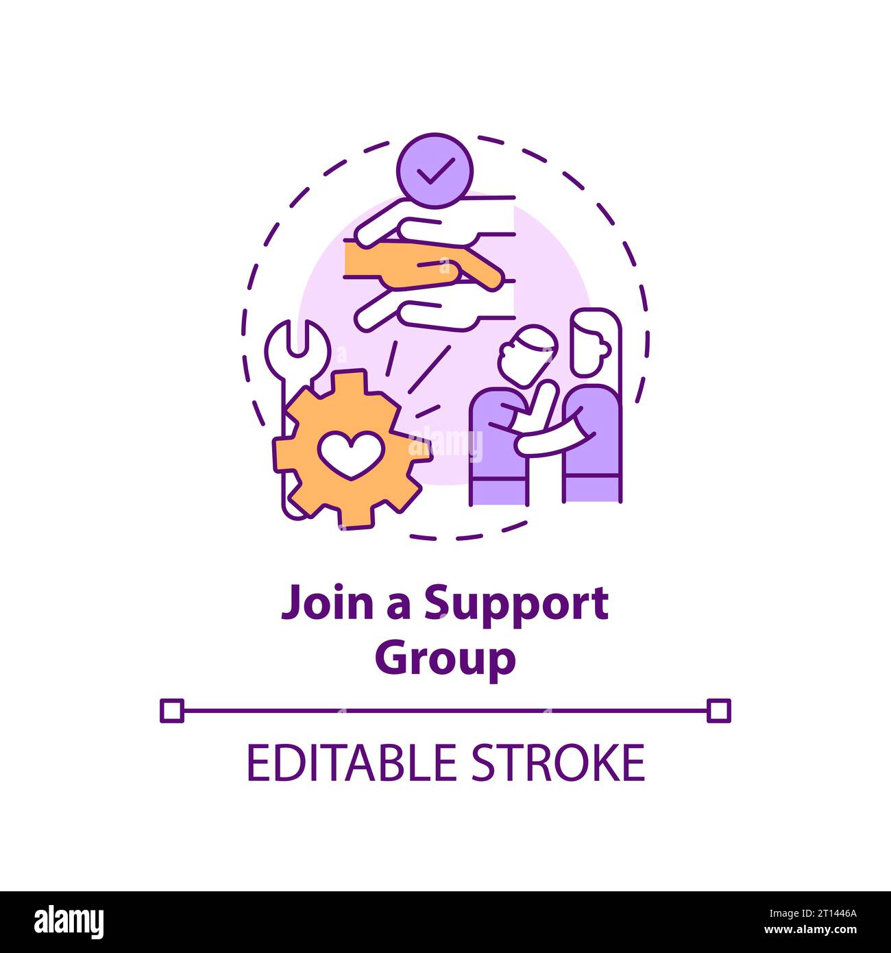 2D customizable line icon join a support group concept Stock Vector