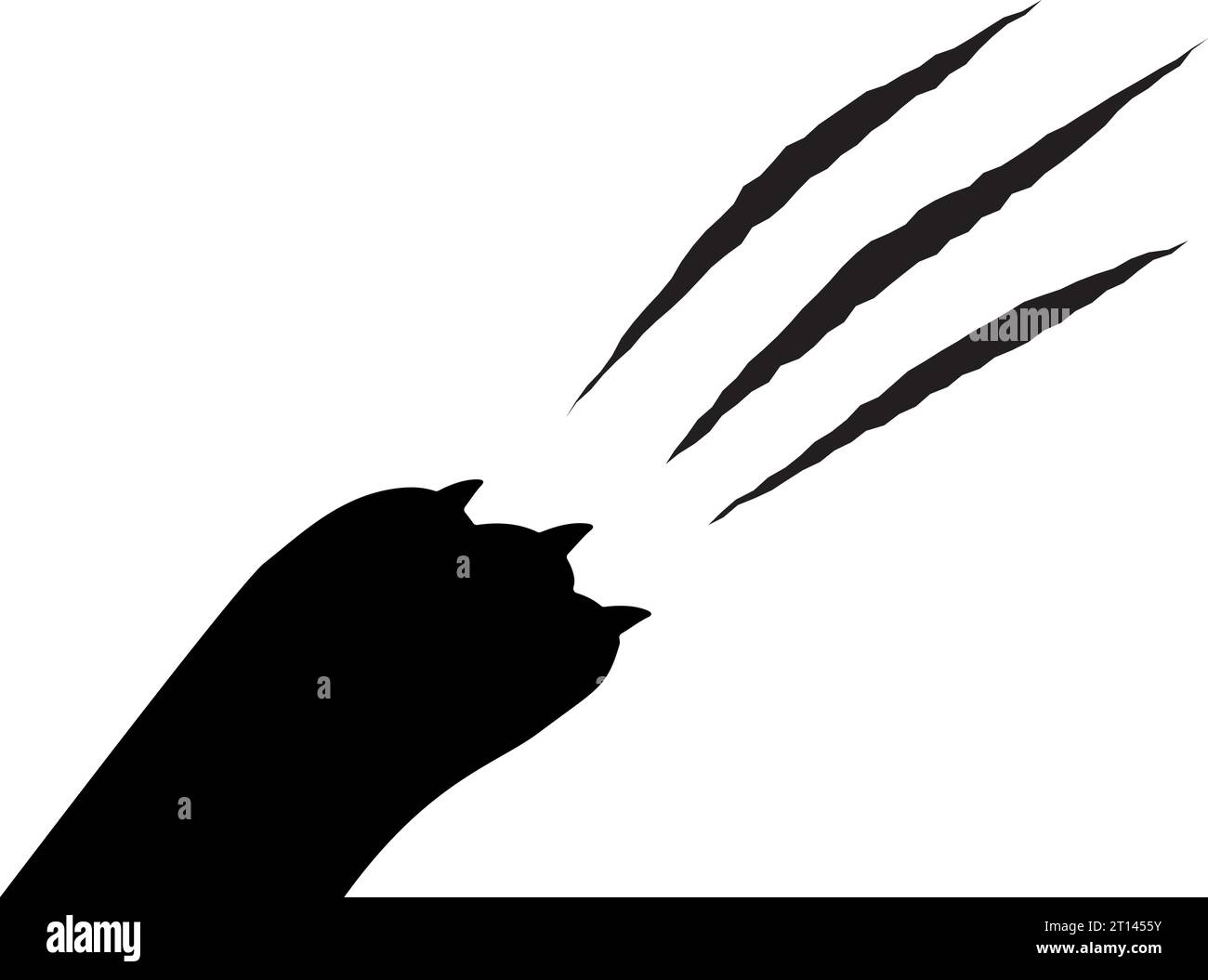 Cat paw silhouette scratch the background. Stock Vector