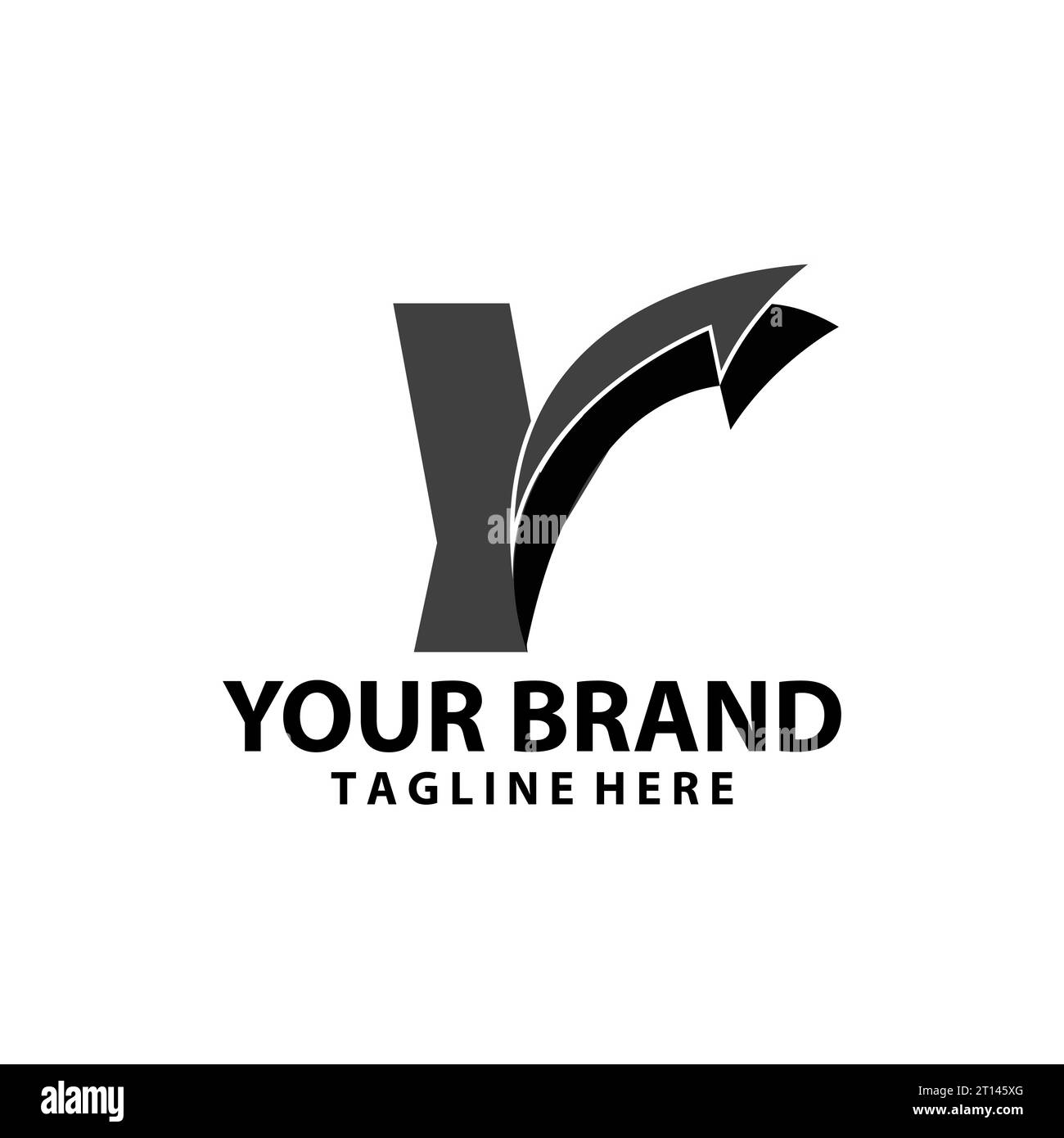 letter Y font monogram arrow shadow logo design vector Stock Vector