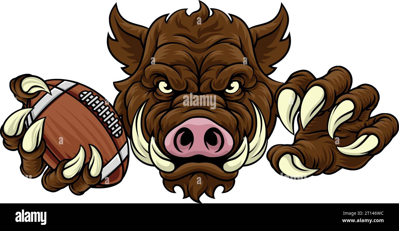 Boar Wild Hog Razorback Warthog Football Mascot Stock Vector Image