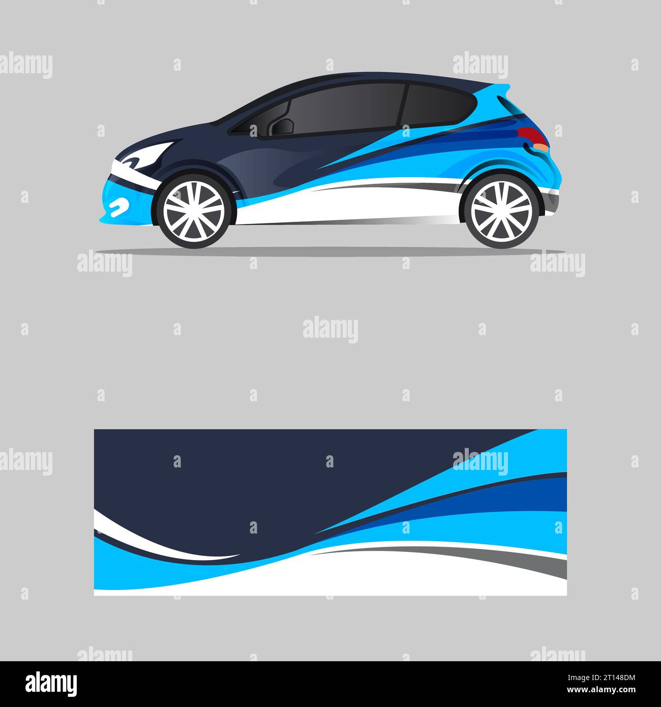 wrapping car decal wavy style blue design vector Stock Vector