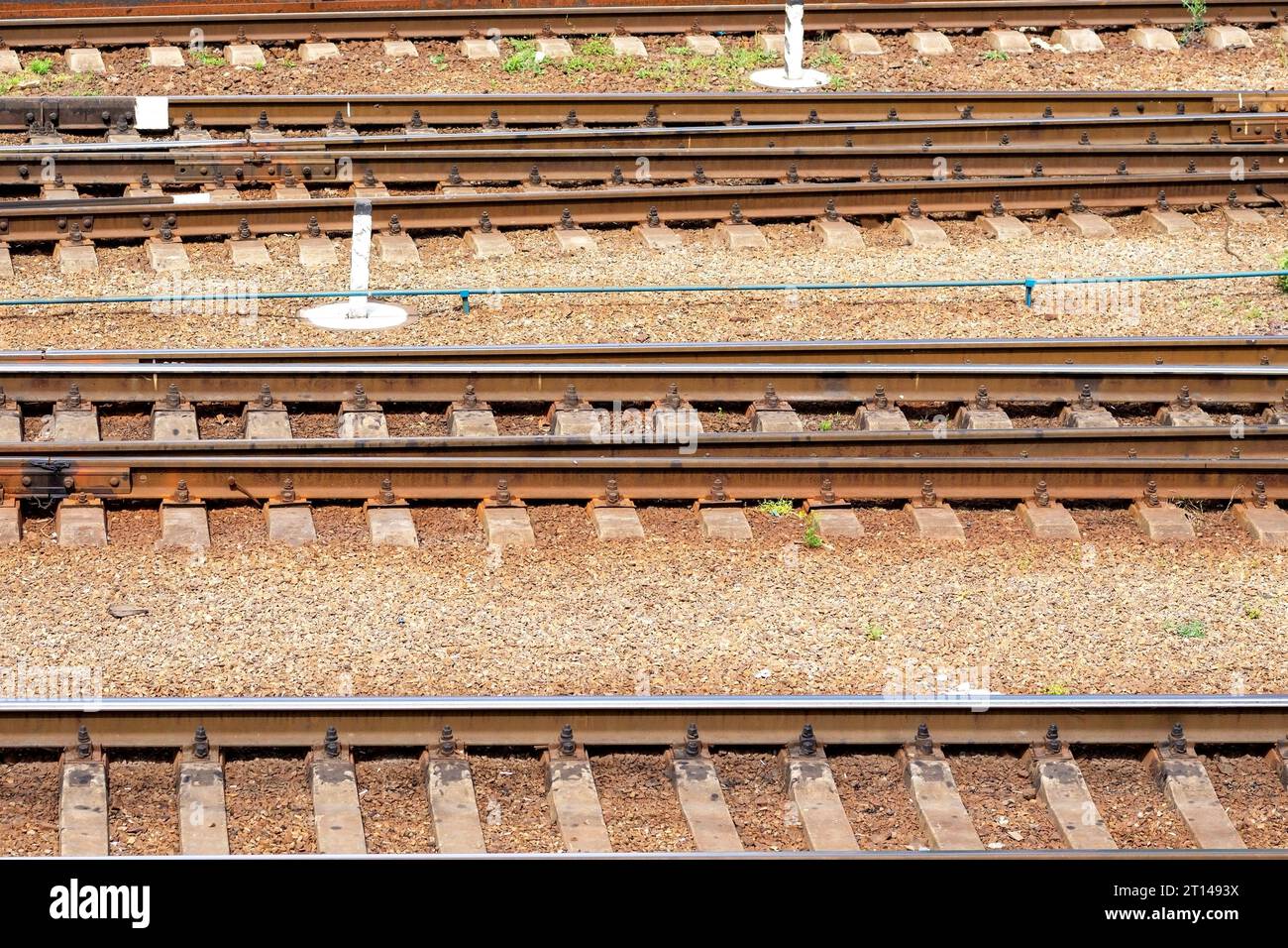 Railroad. Rails and cross ties. Railway transport. Concept long way