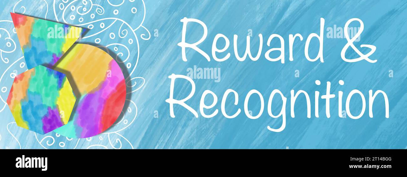 Reward And Recognition Blue Colorful Design Elements Text Horizontal Stock Photo