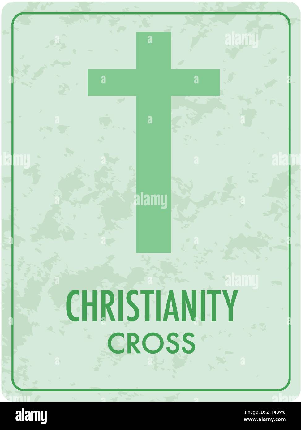 A vibrant green card featuring the iconic Cross symbol of Christianity