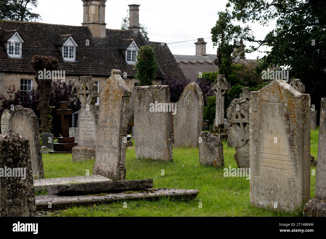 St. Mary the Virgin churchyard, Weldon, Northamptonshire, England, UK Stock Photo