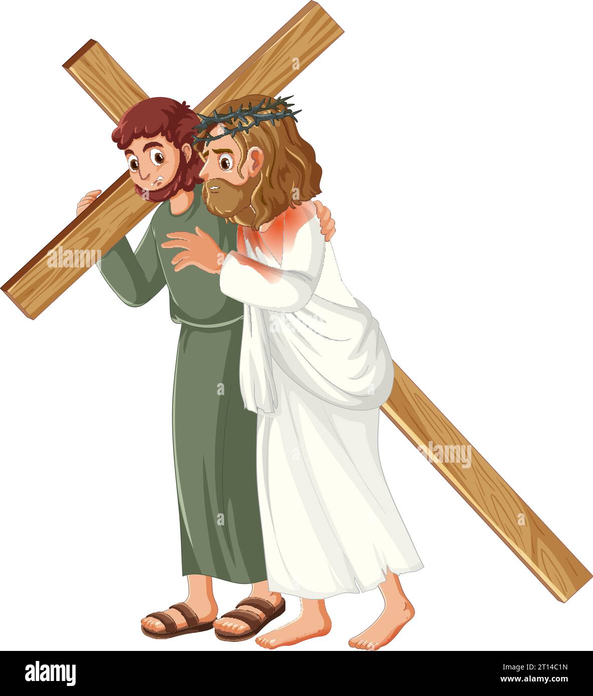 Illustration of Simon helping Jesus carry the cross Stock Vector Image ...