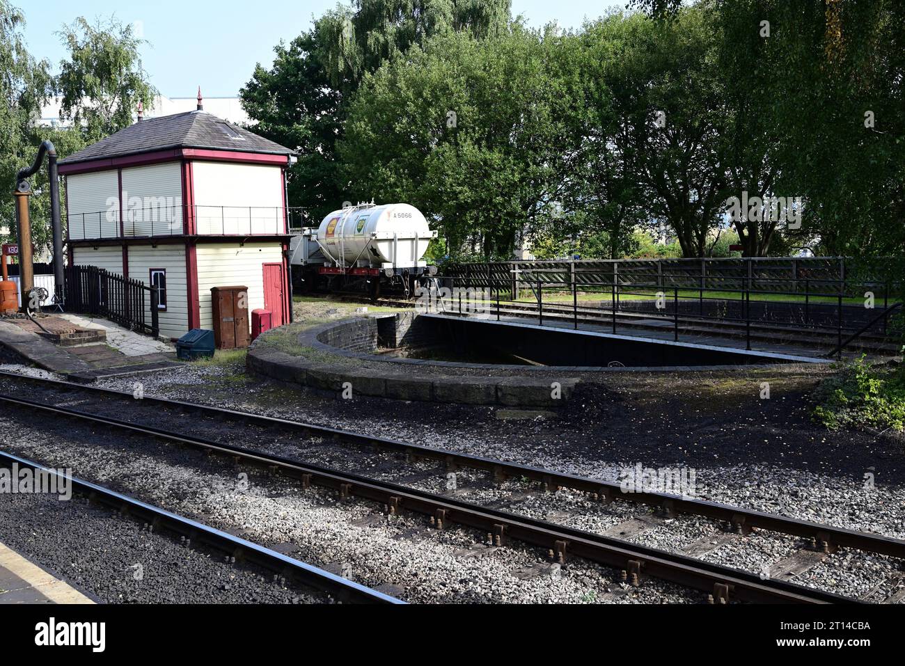 Turntable at Keighley on the Keighley & Worth Valley Railway. Stock Photo