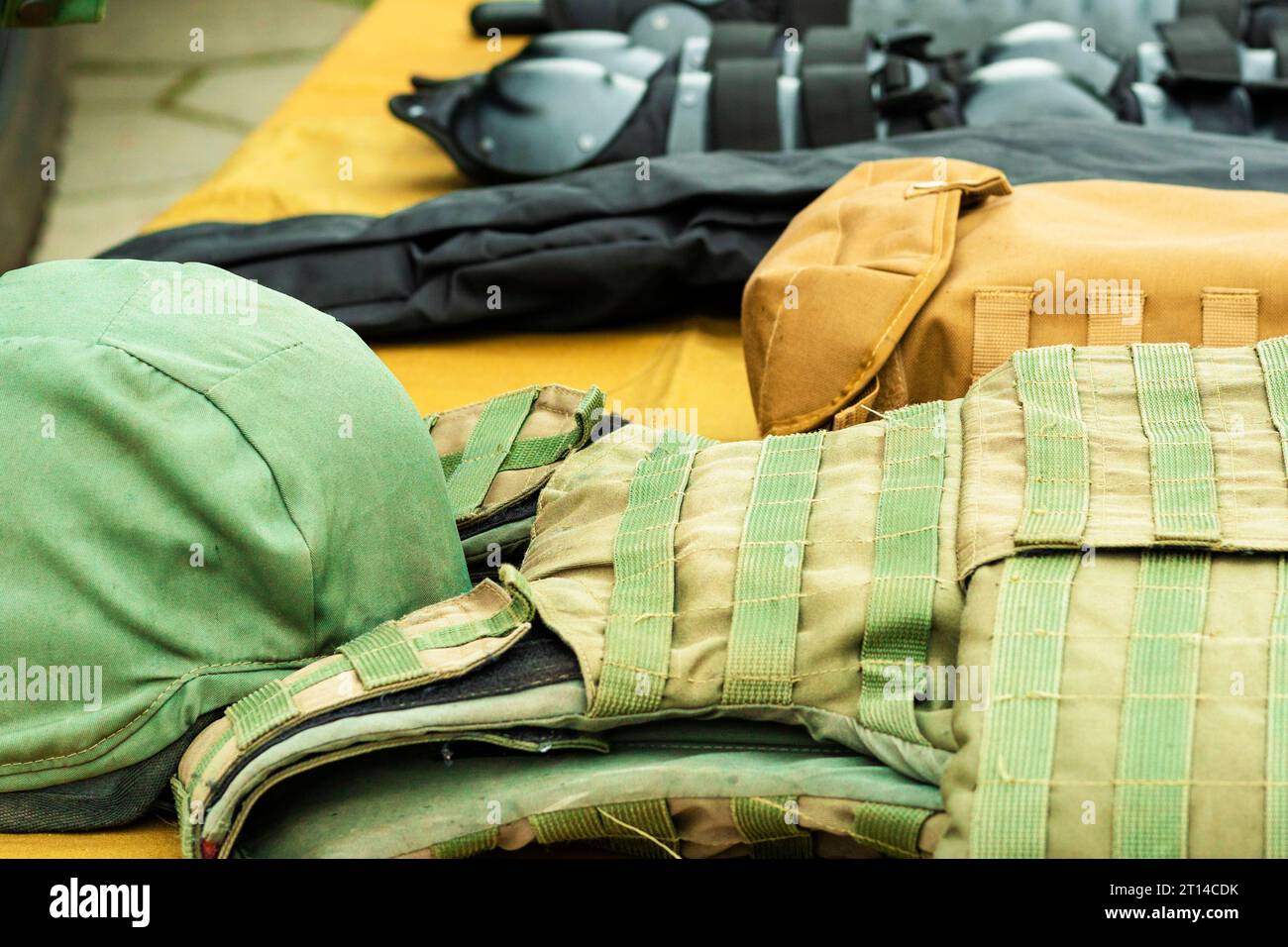 protective clothes. A helmet, armor a bulletproof vest, a transparent protective shield, board