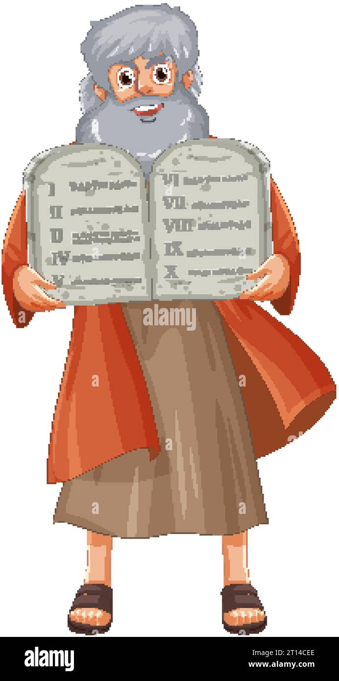 Illustration Of Moses From The Religious Bible Story Holding The Ten Illustration Of Moses From The Religious Bible Story Holding The Ten Commandments 2T14CEE