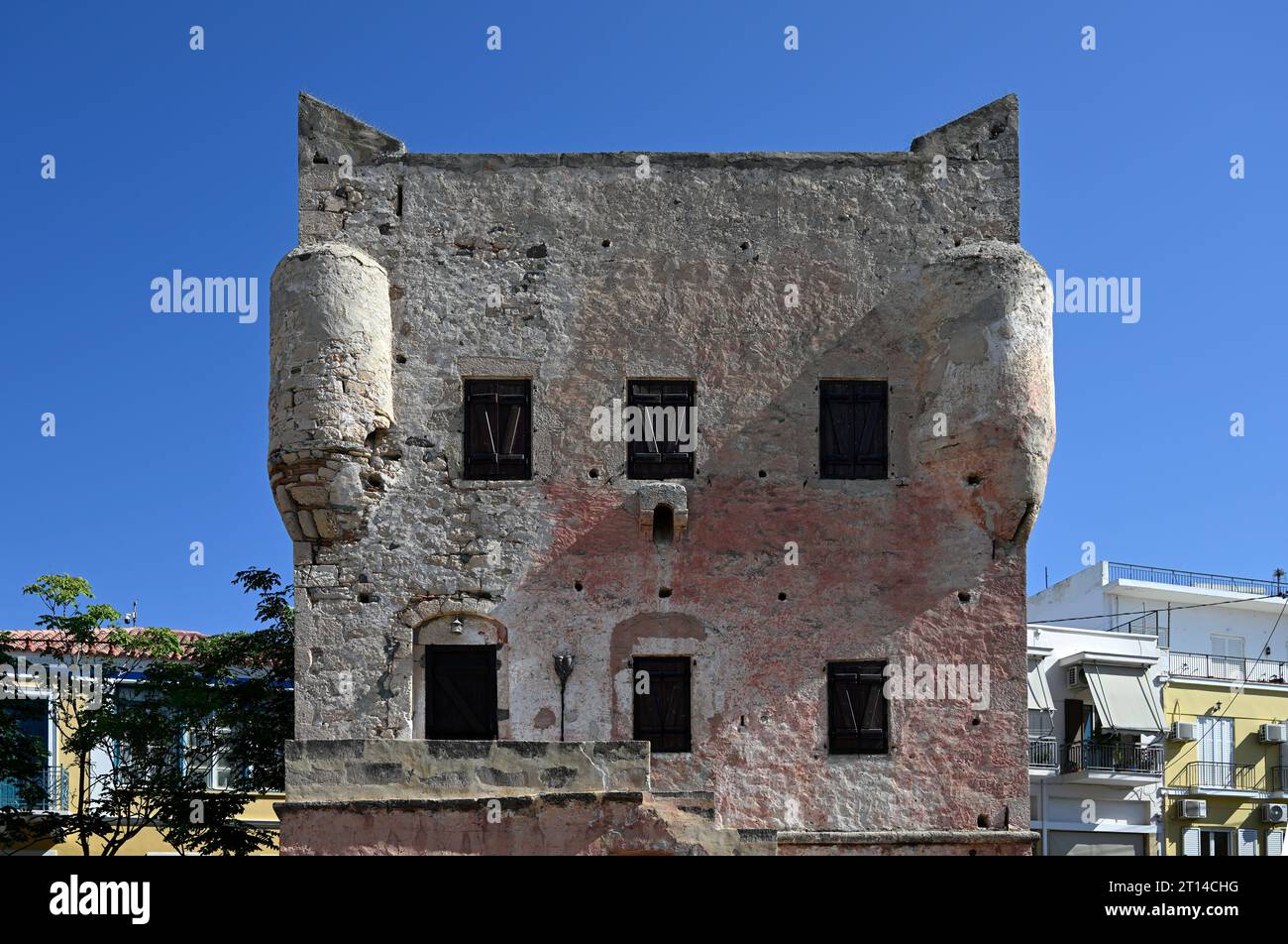 The Tower of Markellos in Aegina town, Aegina island, Greece Stock Photo