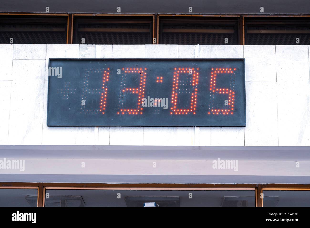 electronic board. Electronic watch, Digital  scoreboard. The concept of time, the beginning. Stock Photo