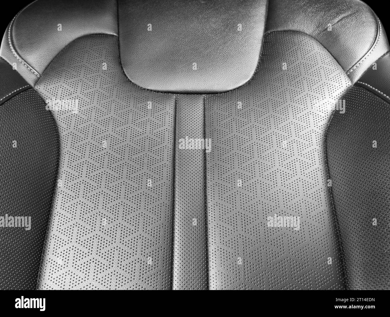 Car black leather interior. Part of black leather car seat details with