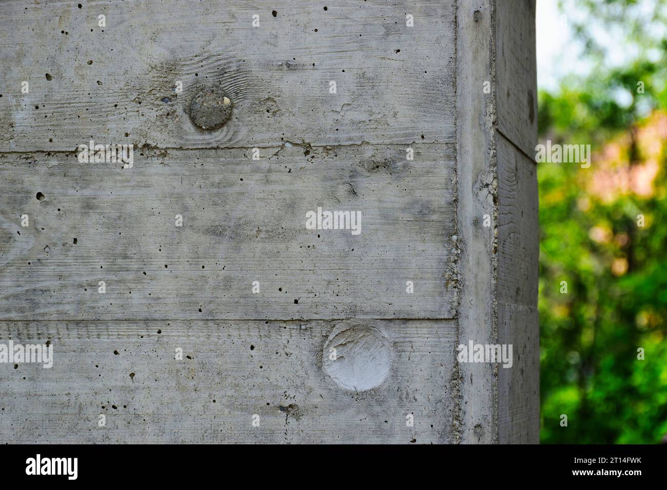 exposed exterior concrete wall closeup detail. chamfered corner ...