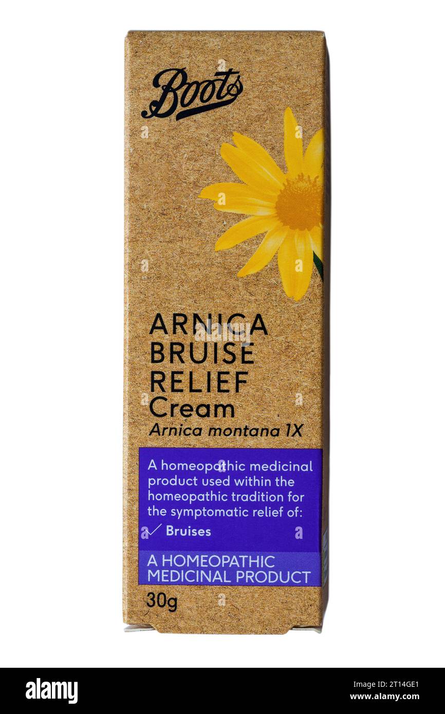 Arnica Bruise Relief cream from Boots isolated on white background a
