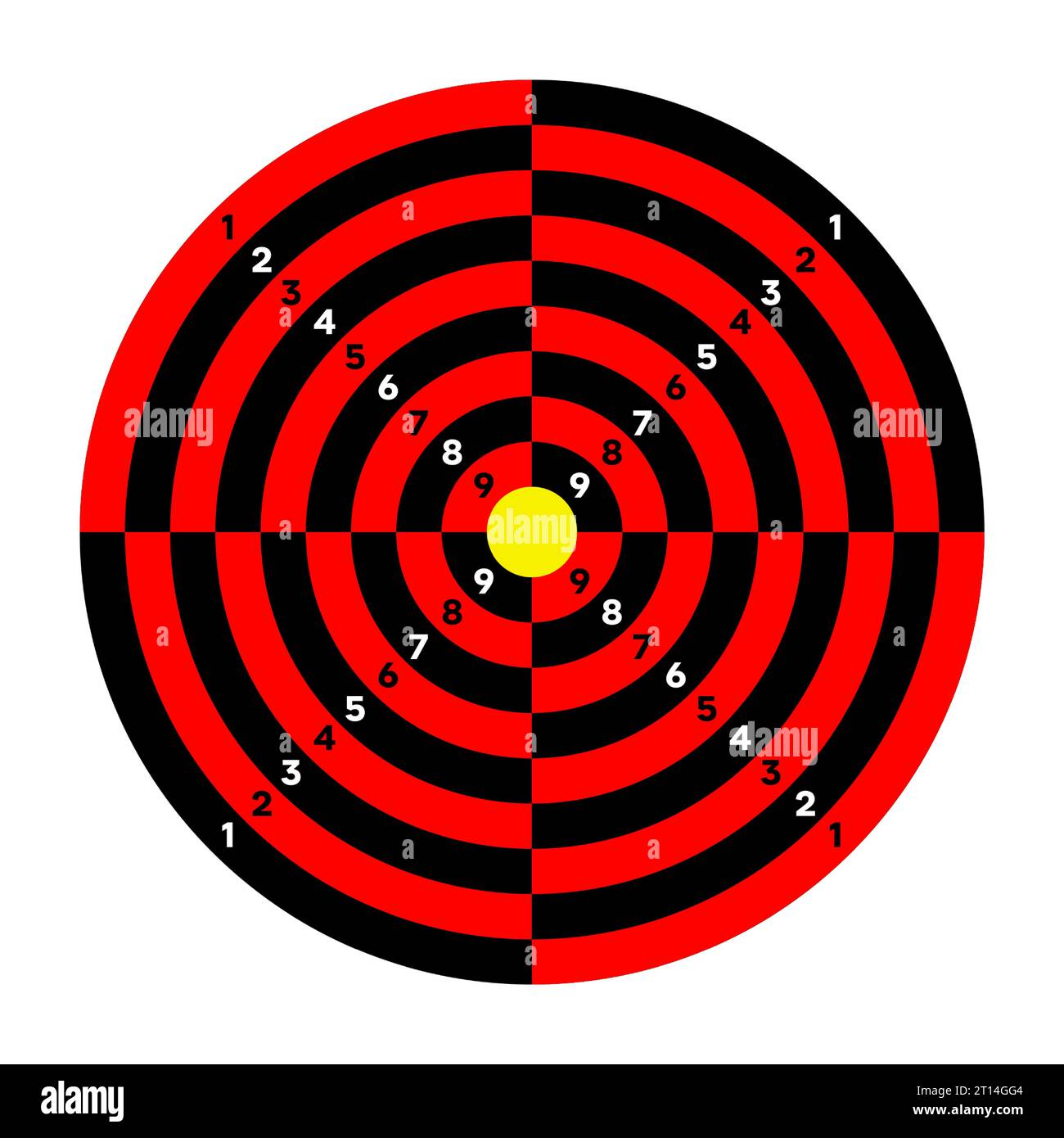 Shooting range paper target with divisions, marks and numbers. Archery